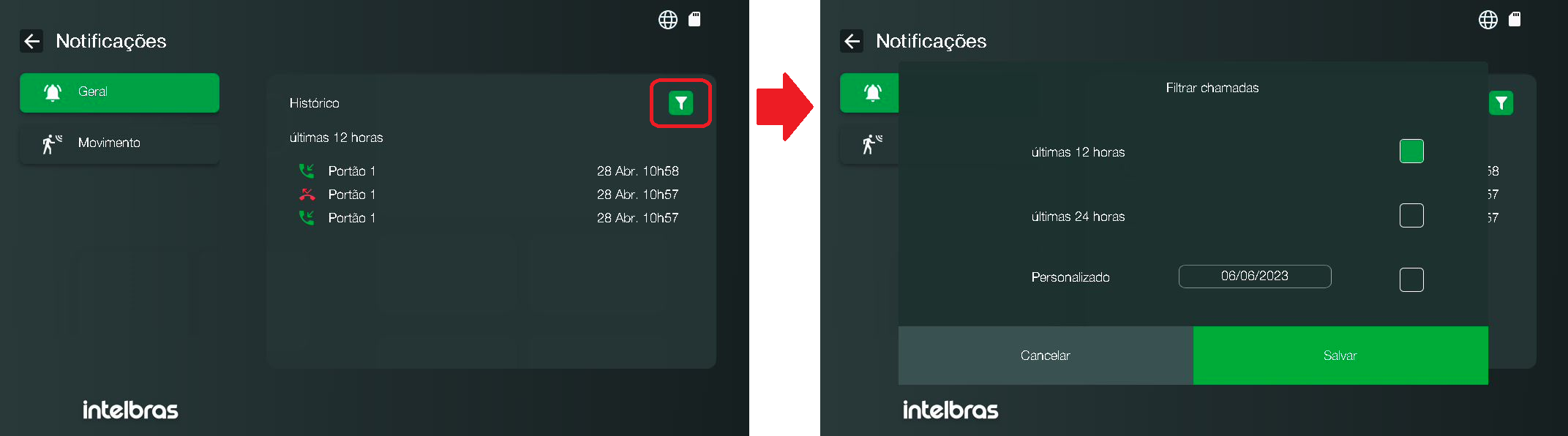 Tela de Notificações gerais